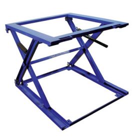 The adjustable pallet stand has springs for height adjustment.